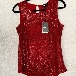 Dkny Sequin Tank Top - Rhubarb Sz S , NWT